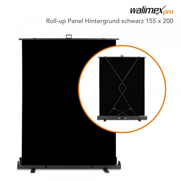 Walimex pro Roll-up Panel Hintergrund schw.155x200