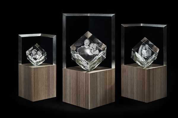 Leuchtstele für 3D Laser Viamantglas Illuminato Precious XXL Dekor Ceramic Wood