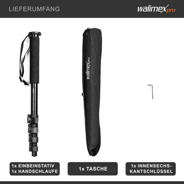 Walimex FT-1502 Aluminium Einbeinstativ 177 cm