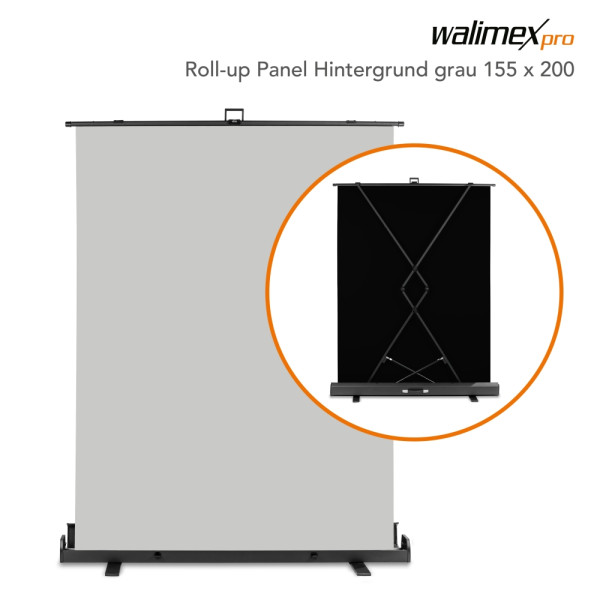 Walimex pro Roll-up Panel Hintergrund grau 155x200