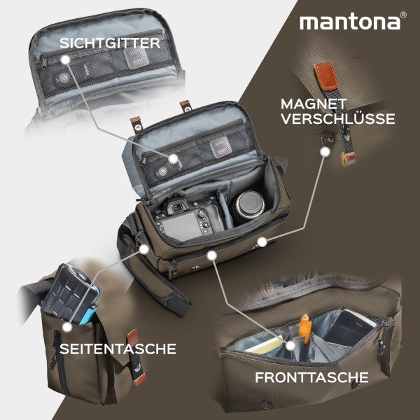 Mantona Kameratasche Milano grande braun