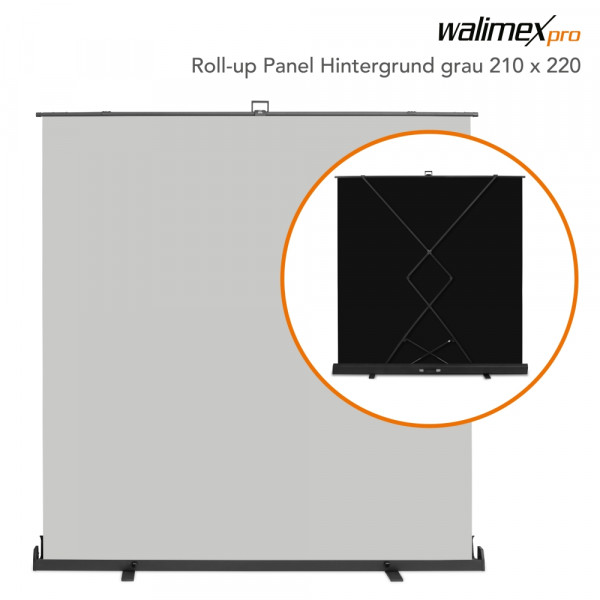 Walimex pro Roll-up Panel Hintergrund grau 210x220 > 15% Code: DEAL15