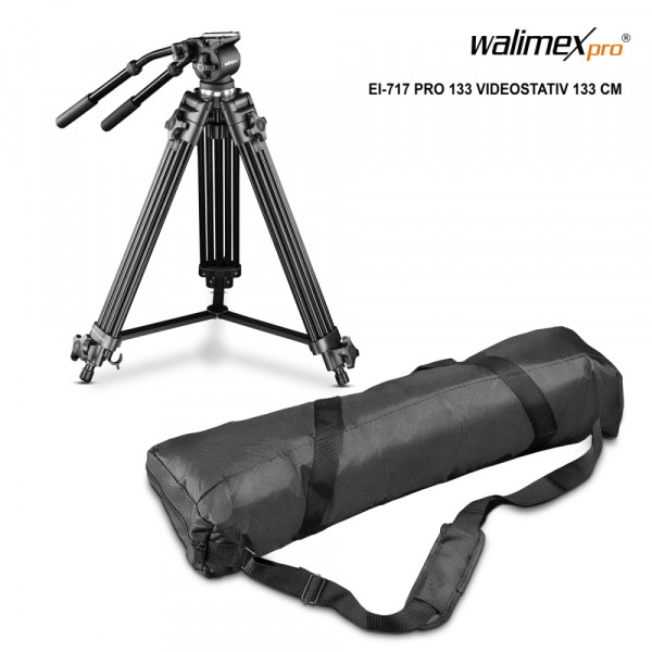 Walimex pro EI-717 Pro 133 Videostativ 133 cm mit Fluidneiger