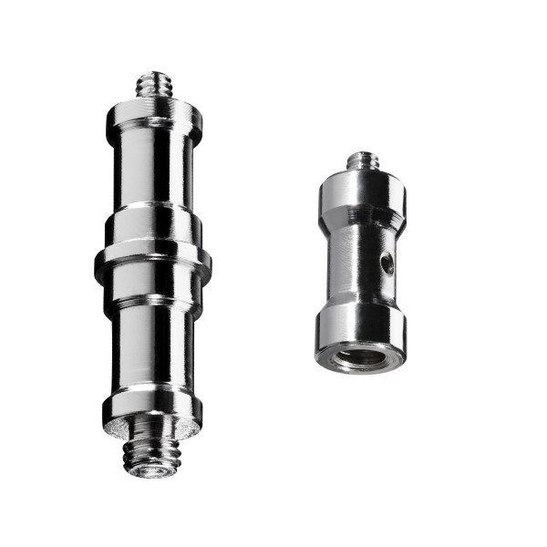 Walimex 1x Spigot 3/8" bis 1/4" + 1x 1/4" auf 3/8"
