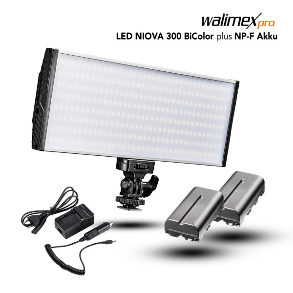 Walimex pro LED Niova 300 BiColor 30W plus 2x NP-F Akku