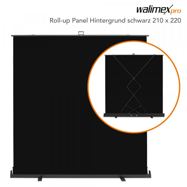 Walimex pro Roll-up Panel Hintergrund schw.210x220 > 15% Code: DEAL15