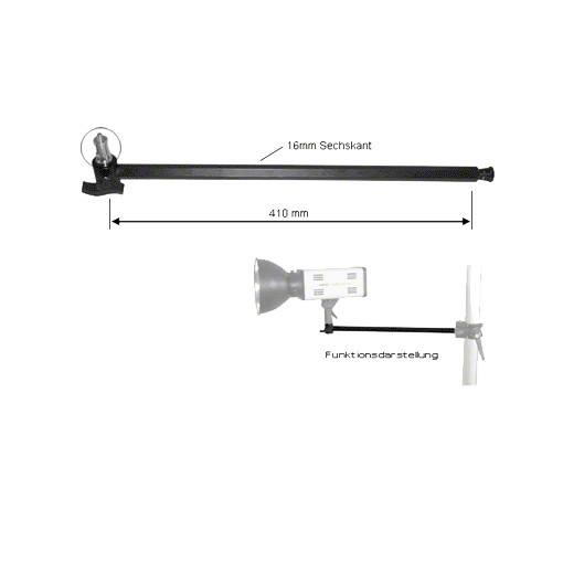 Walimex Auslegearm mit Spigot 1/4 Zoll u. 3/8 Zoll