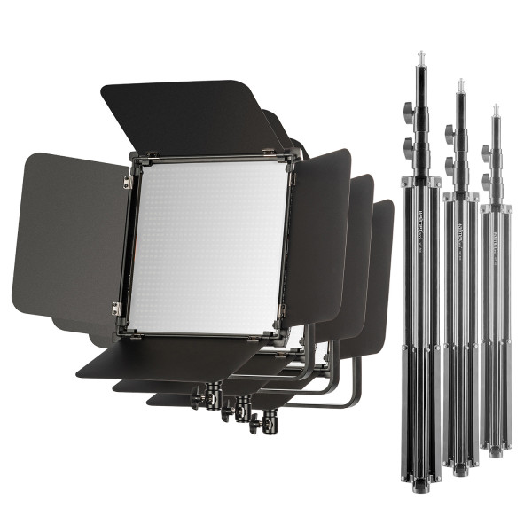 Walimex pro 3x LED Niova 100-F Pro 100 W 3x Stativ