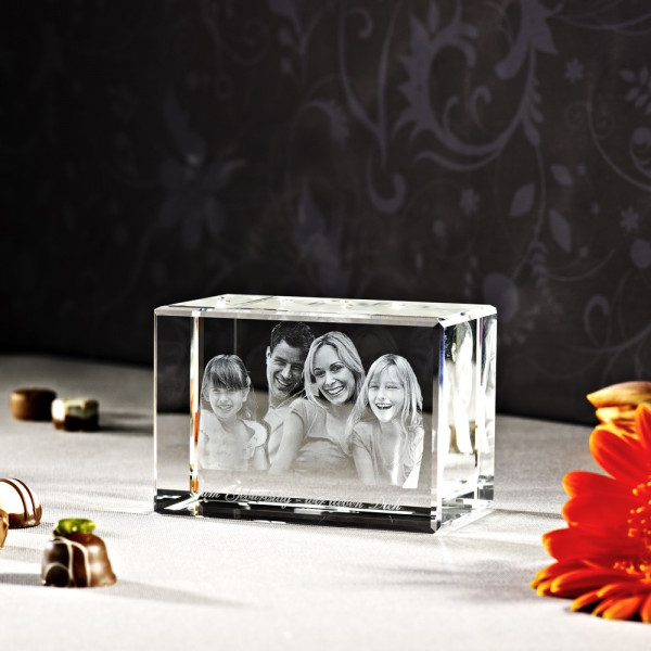 3D Laser Foto im Mega Viamantglas passend für 1-4 Personen