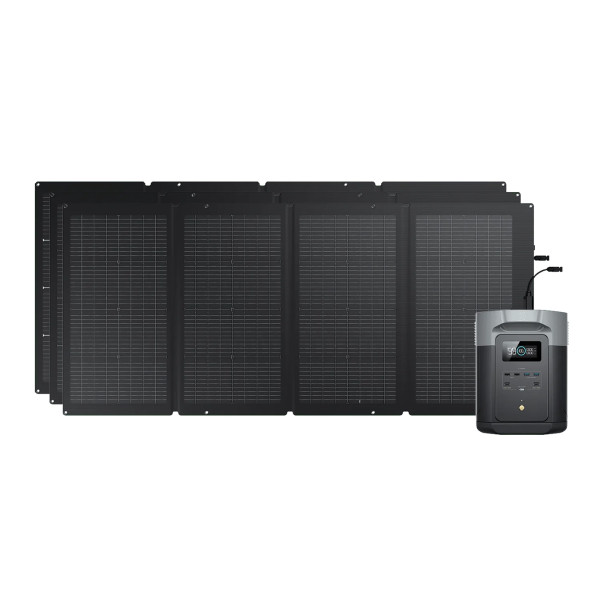 EcoFlow DELTA 2 MAX Powerstation 2048 Wh + 3x 220 Watt Solarmodule