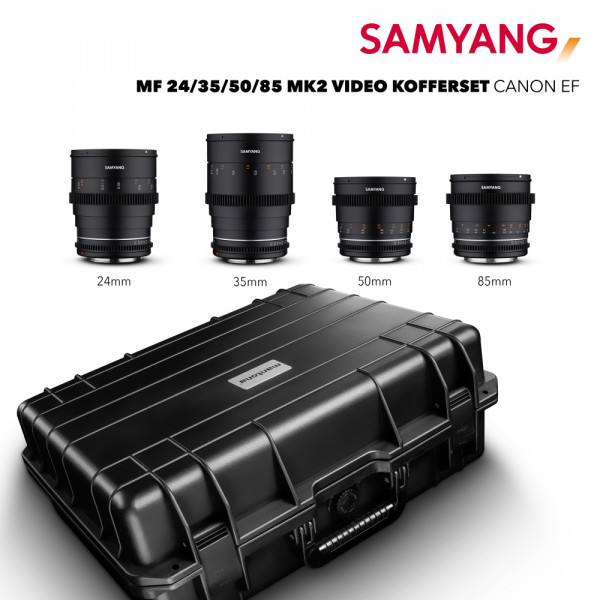 Samyang MF 24/35/50/85 MK2 Video Kofferset Canon EF ~ 10% Promo Code: SAMYANG10