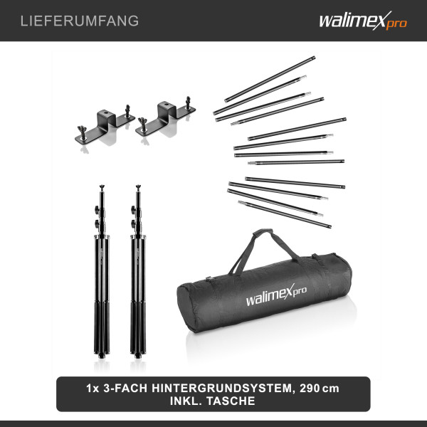 Walimex pro 3-fach Hintergrundsystem 145-290 cm