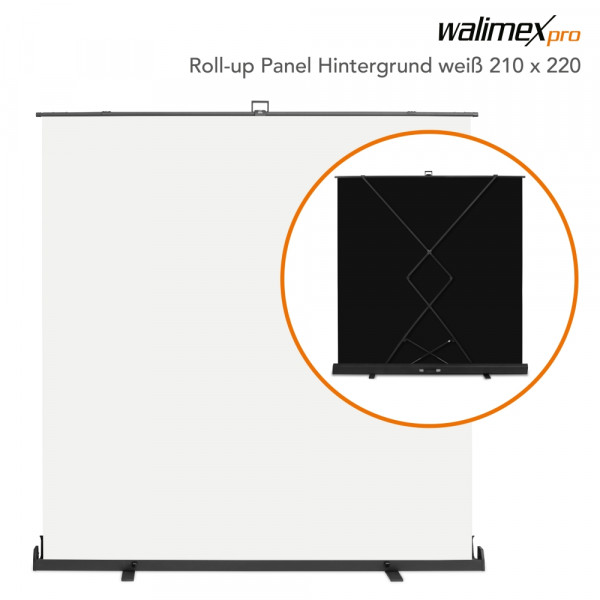 Walimex pro Roll-up Panel Hintergrund weiß 210x220 > 15% Code: DEAL15