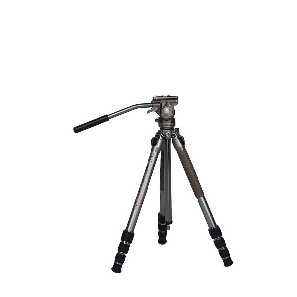 SIRUI GT04 Dreibeinstativ mit Videoneiger GT5 Matt Silber Aluminium