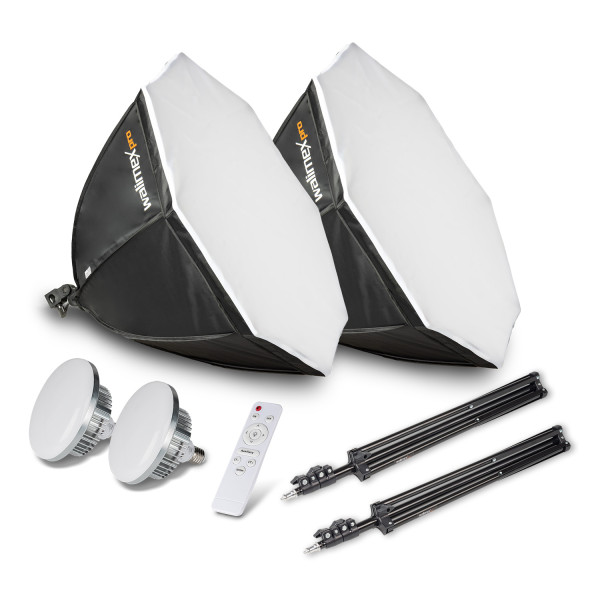 Walimex pro 2x Octagon LED Softbox Fotostudio Set
