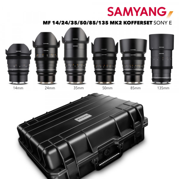 Samyang MF 14/24/35/50/85/135 MK2 Koffer Sony E ~ 10% Promo Code: SAMYANG10