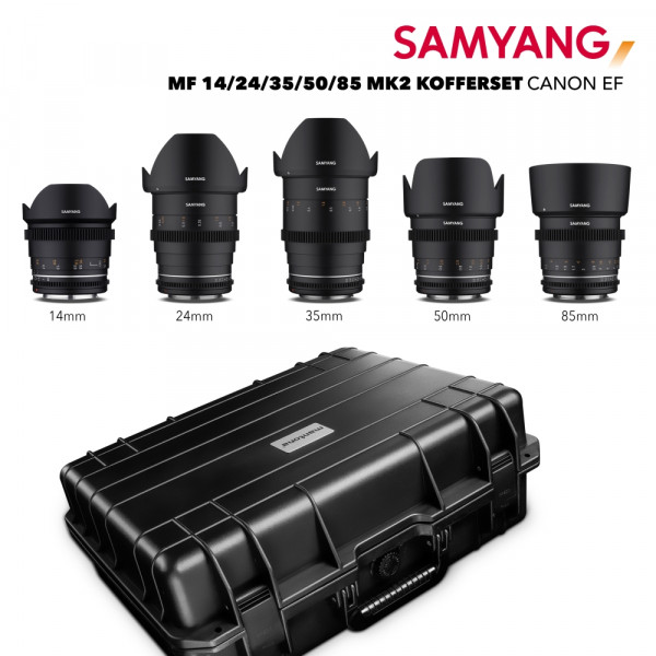 Samyang MF 14/24/35/50/85 MK2 VDSLR Koffer Canon EF ~ 10% Promo Code: SAMYANG10